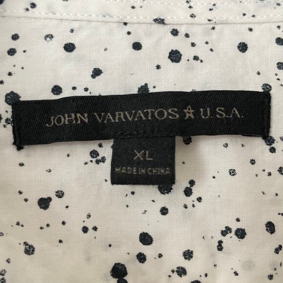 John Varvatos Shirt Mens XL White Black Paint Splatter Cotton Grunge Star USA - Picture 10 of 12